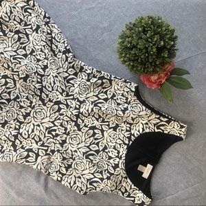 LOFT sleeveless black/white floral dress, size 8
